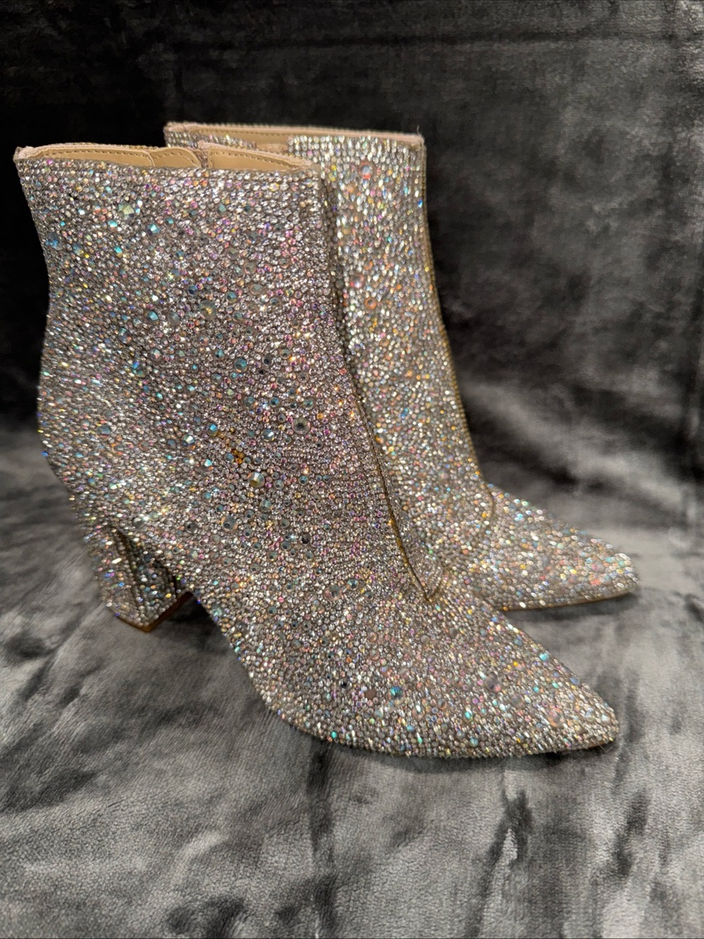 Betsey Johnson Crystal Embellished Ankle Boots - Silver